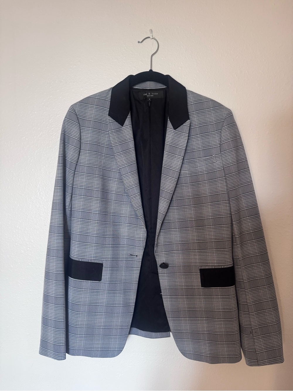 rag & bone Gray Glen Plaid Blazer with Black Trim